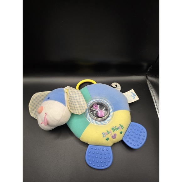 OshKosh B'gosh Other - Vintage Oshkosh Baby B'gosh Puppy Dog Blue Gingham Ears Rattle Plush